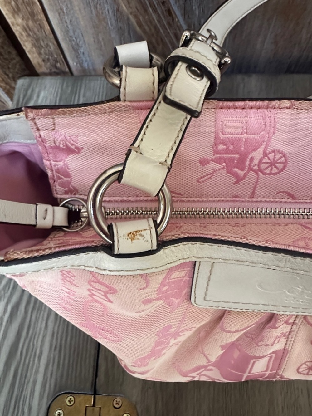 Coach Horse and Carriage Tote with Wallet Light Pink Canvas RARE & HARD TO FIND - Picture 9 of 15